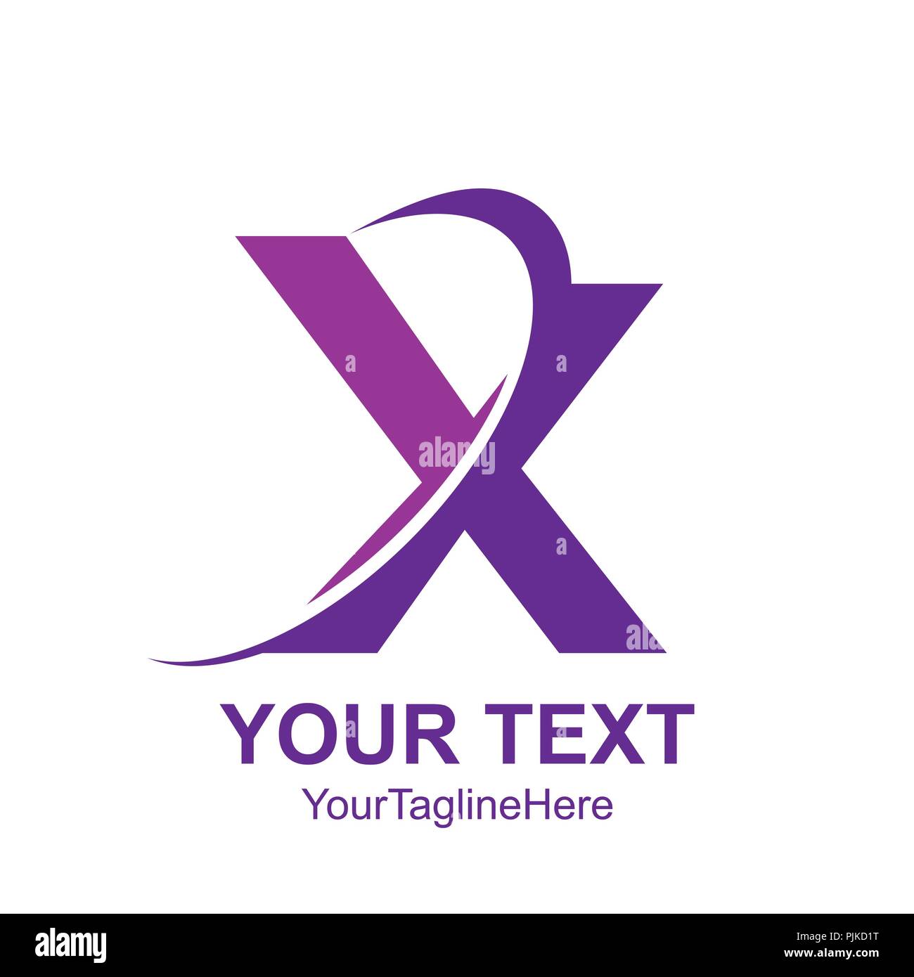 Initial letter X logo template colored purple swoosh design for ...