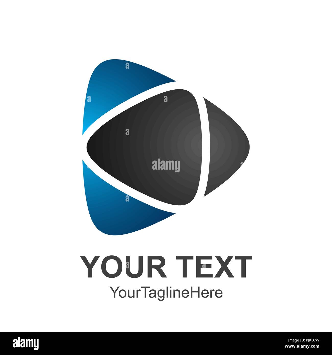 Creative abstract media play button vector logo design template element. Colored black blue concept icon Stock Vector