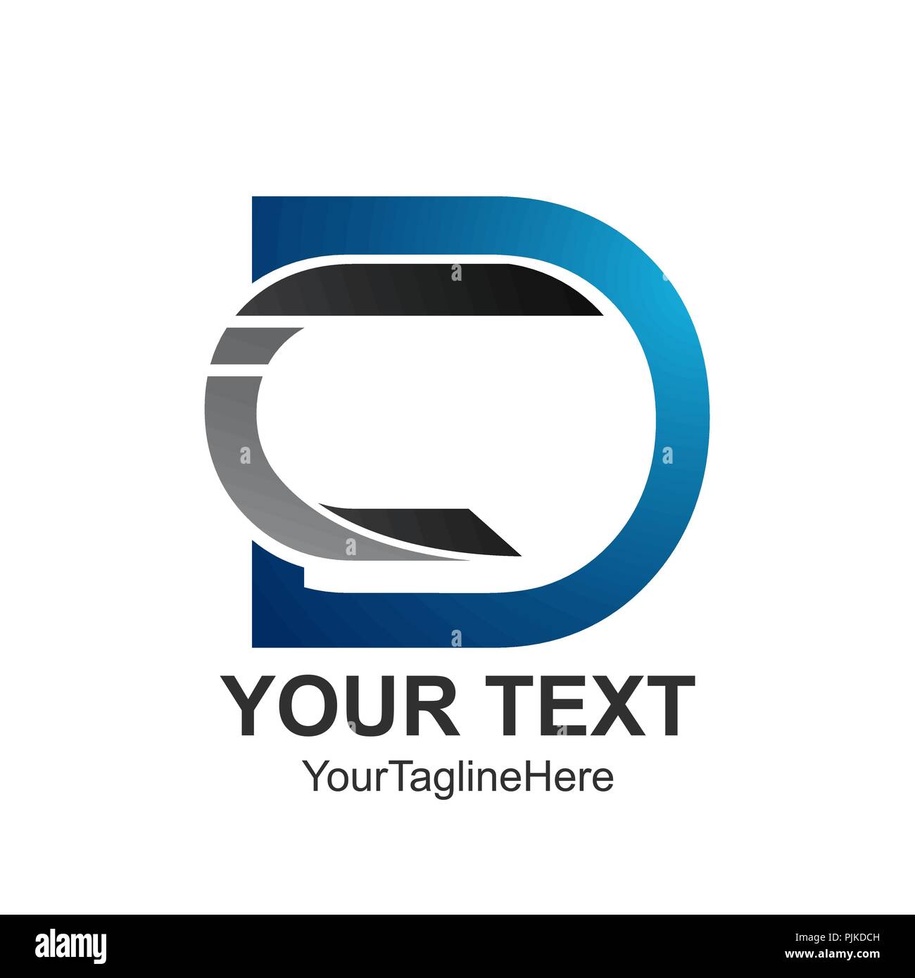 Initial letter CD or DC logo design template element colored black blue ...