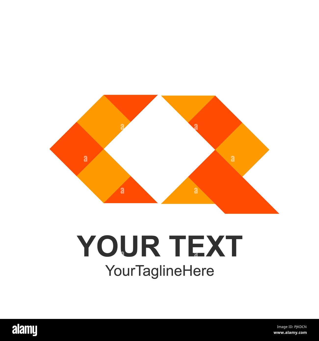 Creative abstract geometric square vector logo design template element. Colored orange concept icon Stock Vector