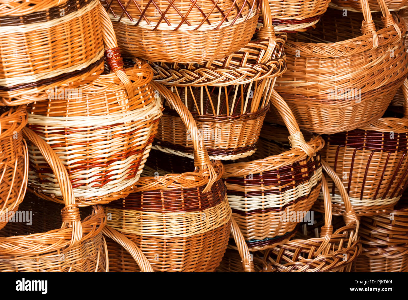 Handmade wicker baskets , Hungary Stock Photo