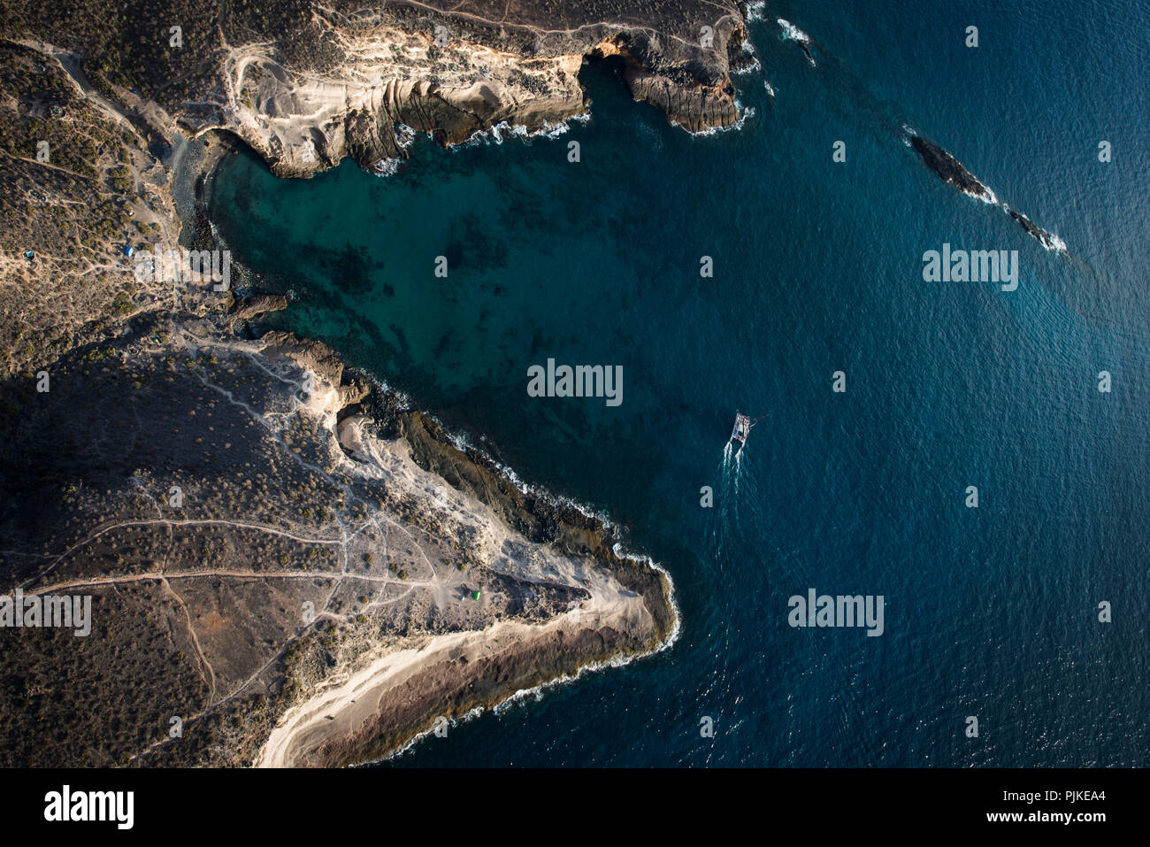 West coast of Tenerife, bays, volcanic island, aerial view, Canary Islands, Spain Stock Photo
