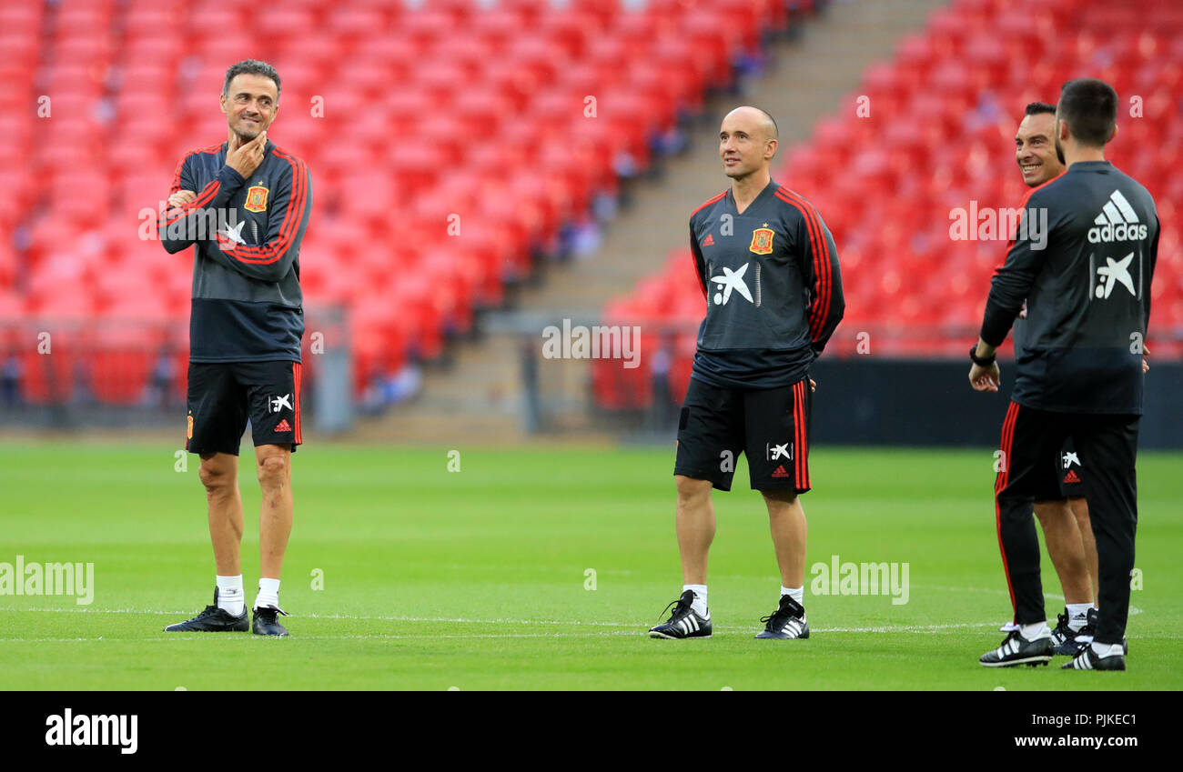Spain manager Luis Enrique (left) during the training session at Wembley  Stadium, London Stock Photo - Alamy
