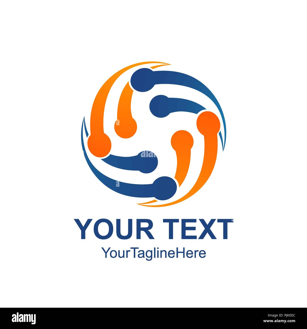 Creative abstract rotate orbit vector logo design template element. Colored blue orange concept icon Stock Vector