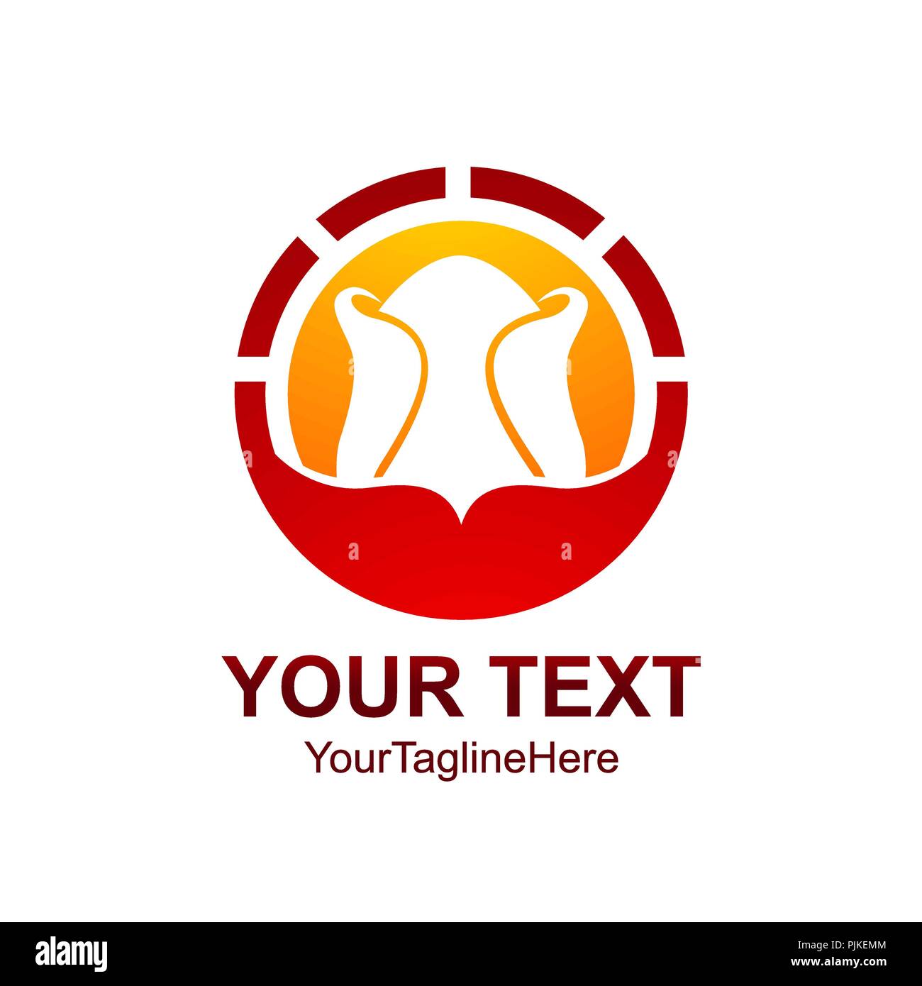 Creative abstract circle petals vector logo design template element. Colored red orange concept icon Stock Vector