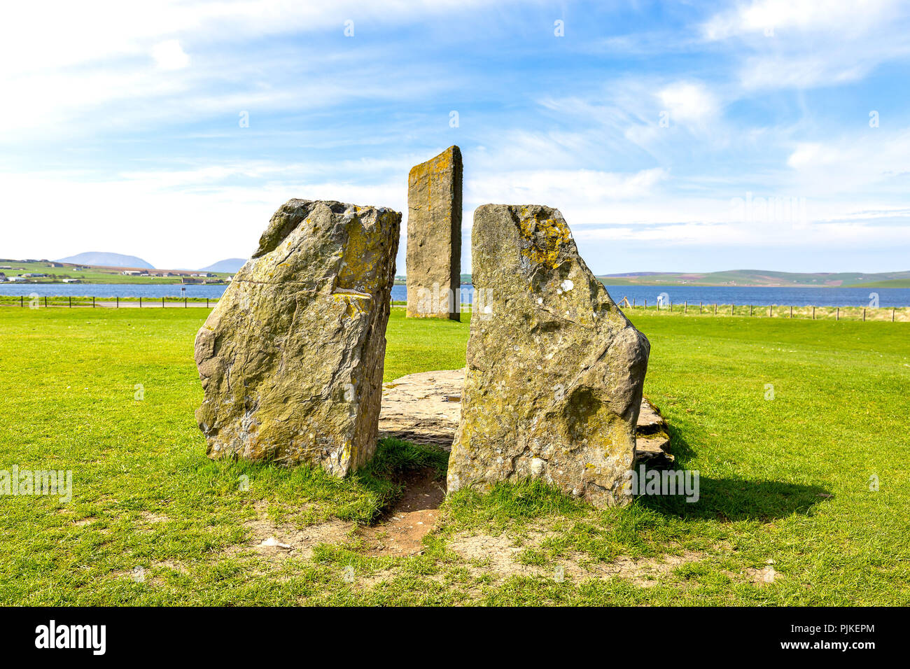 The standing stones of Stenness Stock Photo
