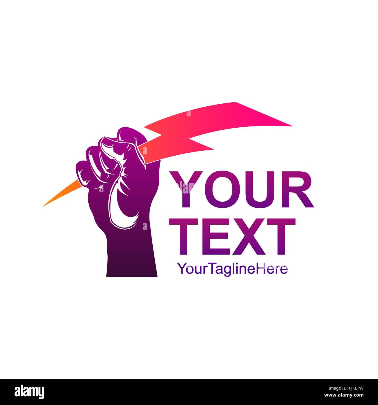 Creative abstract hand holding thunderbolt vector logo design template element. Colorful concept icon Stock Vector