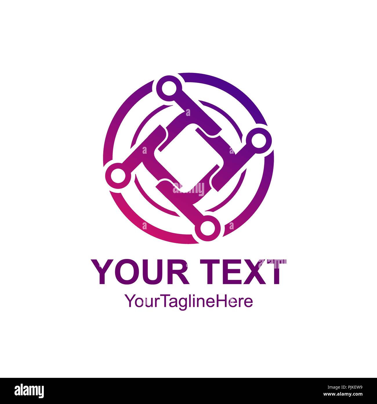 Creative abstract circle tech rotate vector logo design template element. Colored purple concept icon Stock Vector