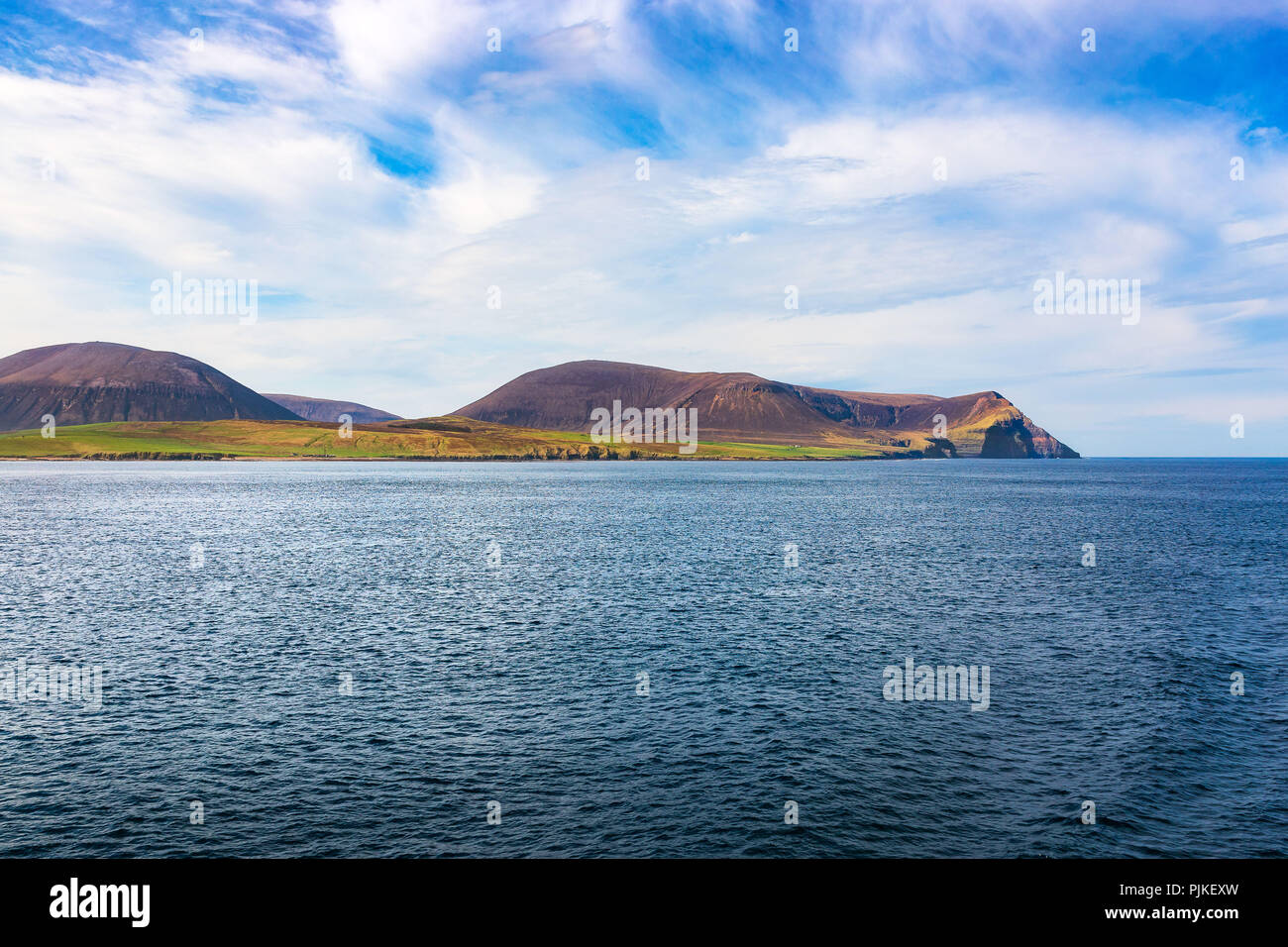 The Orkney Islands near Stromness, taken from the ship Stock Photo