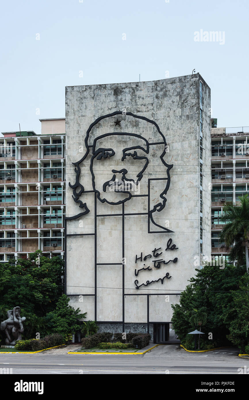 Cuba, Havana, Plaza de la Revolución / Revolution Square, Ministry of Interior, Che Guevara Stock Photo