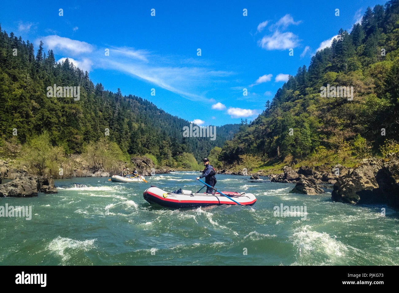 Rafting on the Rogue River in southern Oregon. Stock Photo