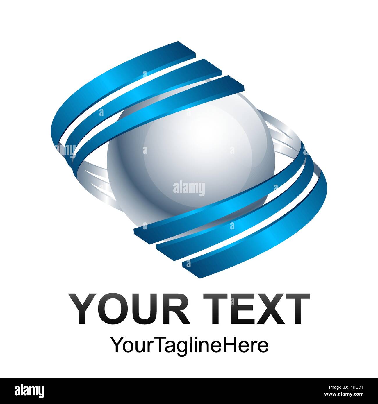 Creative abstract 3d circle swoosh sphere vector logo design template element. Colored silver blue concept icon Stock Vector