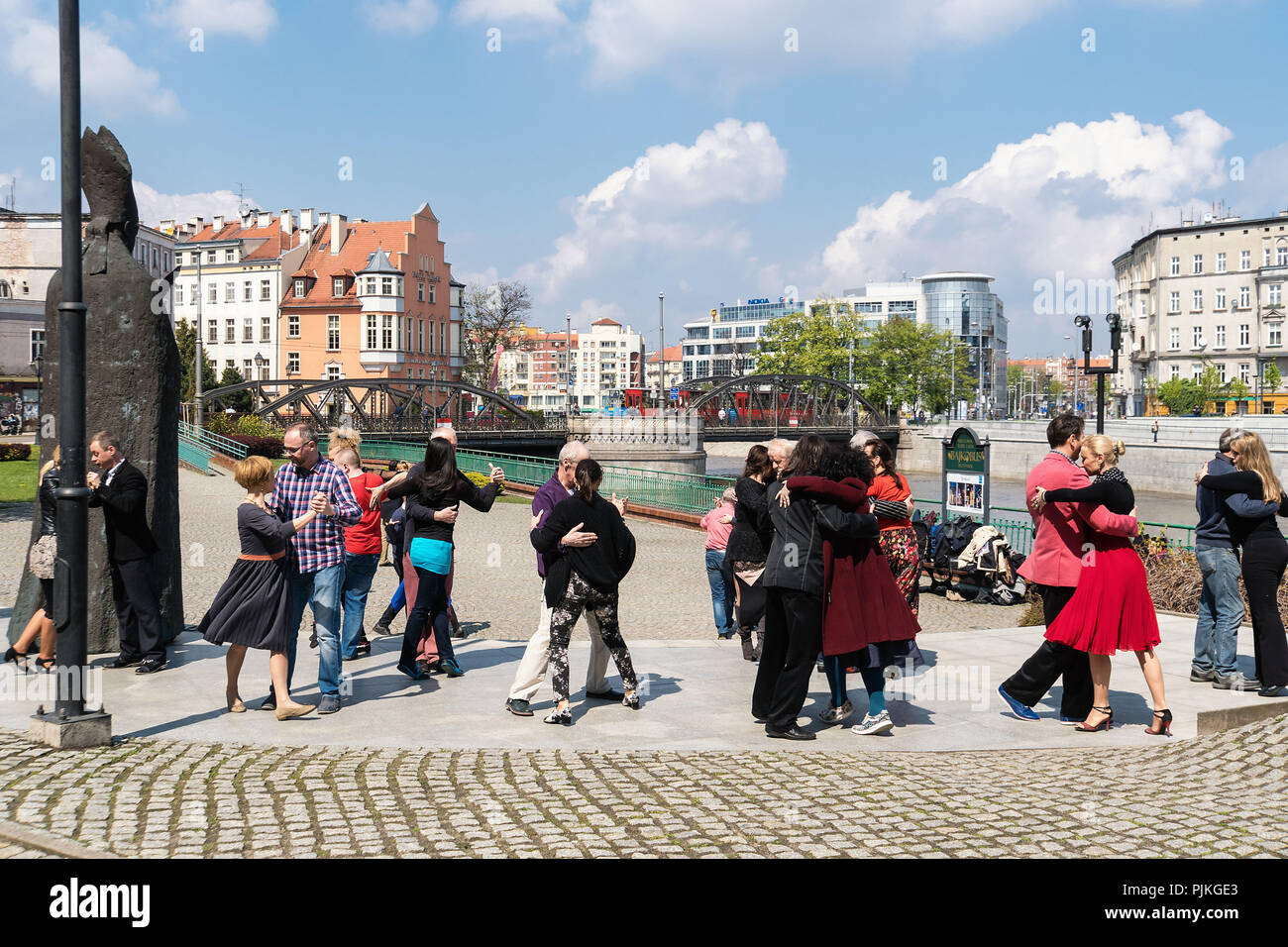 Poland, Wroclaw, Island Of Wyspa Piasek, Tango Dancing, Street Scene ...