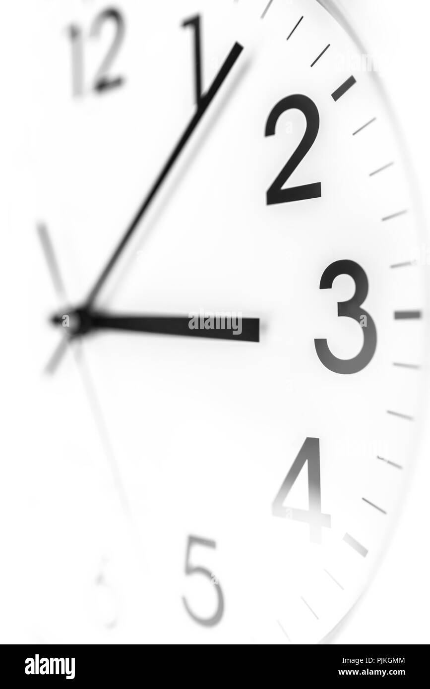 Closeup of white wall clock. Time concept Stock Photo Alamy