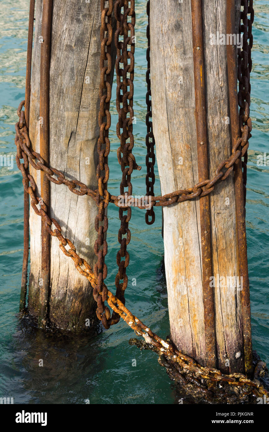 Venice, Grand Canal, dolphin structure, mooring post Stock Photo
