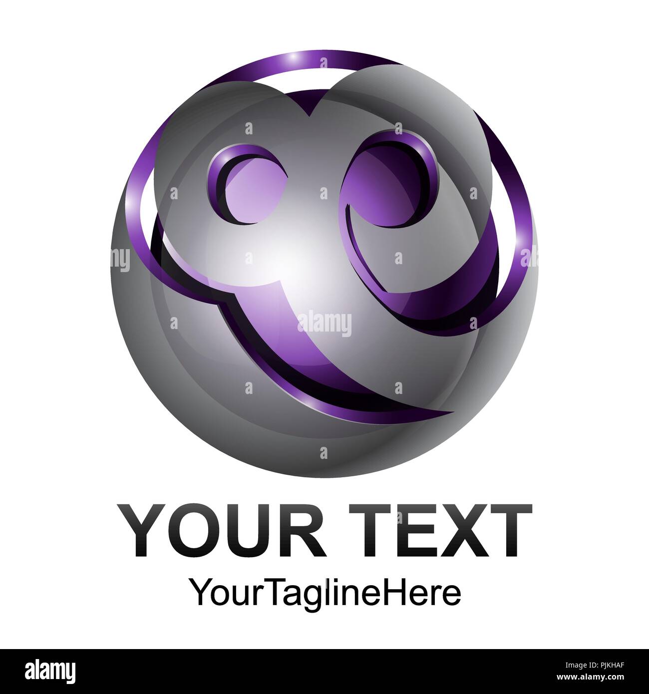 Creative abstract sphere vector logo design template element. Colored silver purple concept icon Stock Vector