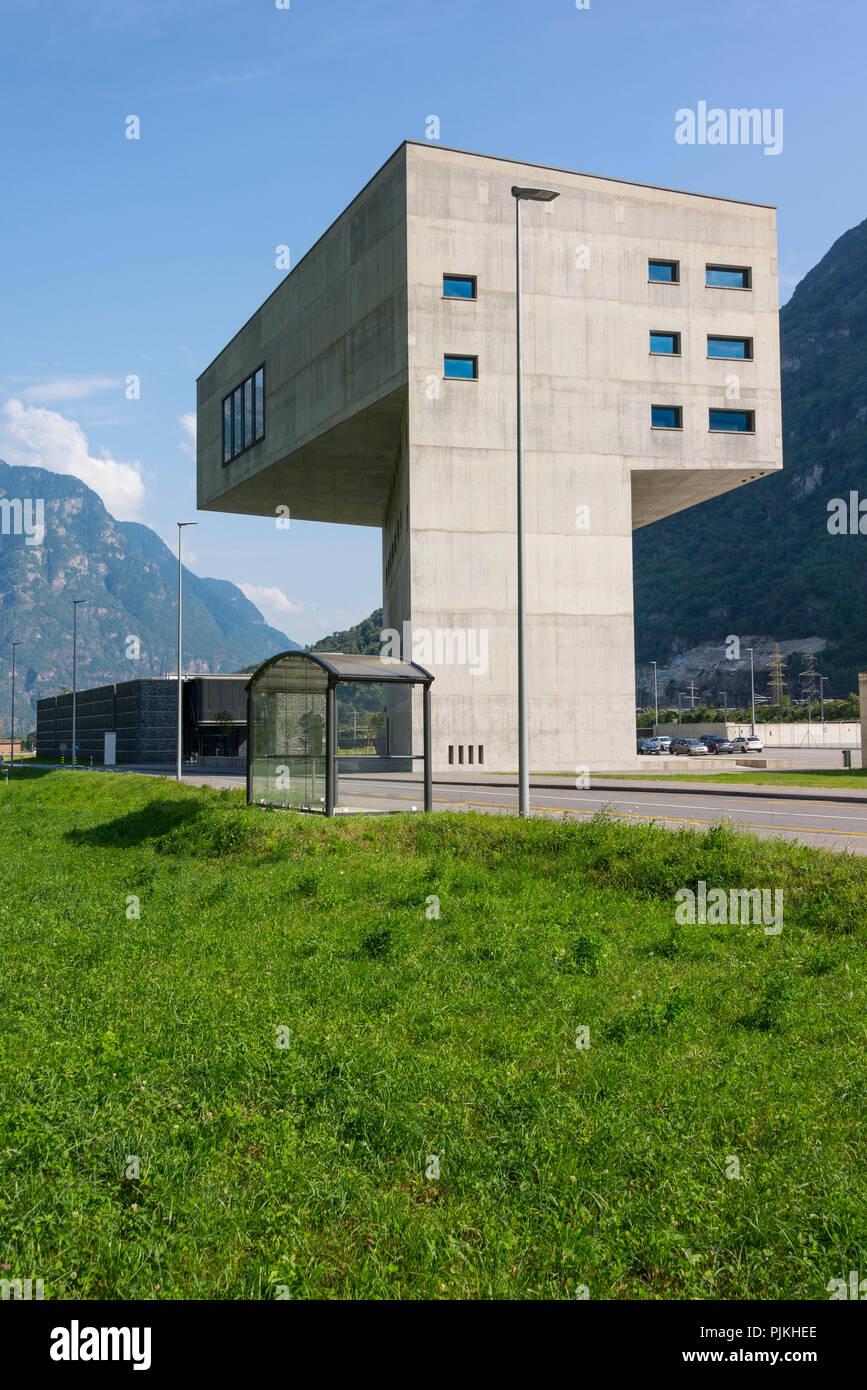 Tower of the Central South Gotthard Base Tunnel, Pollegio, Ticino, Switzerland Stock Photo