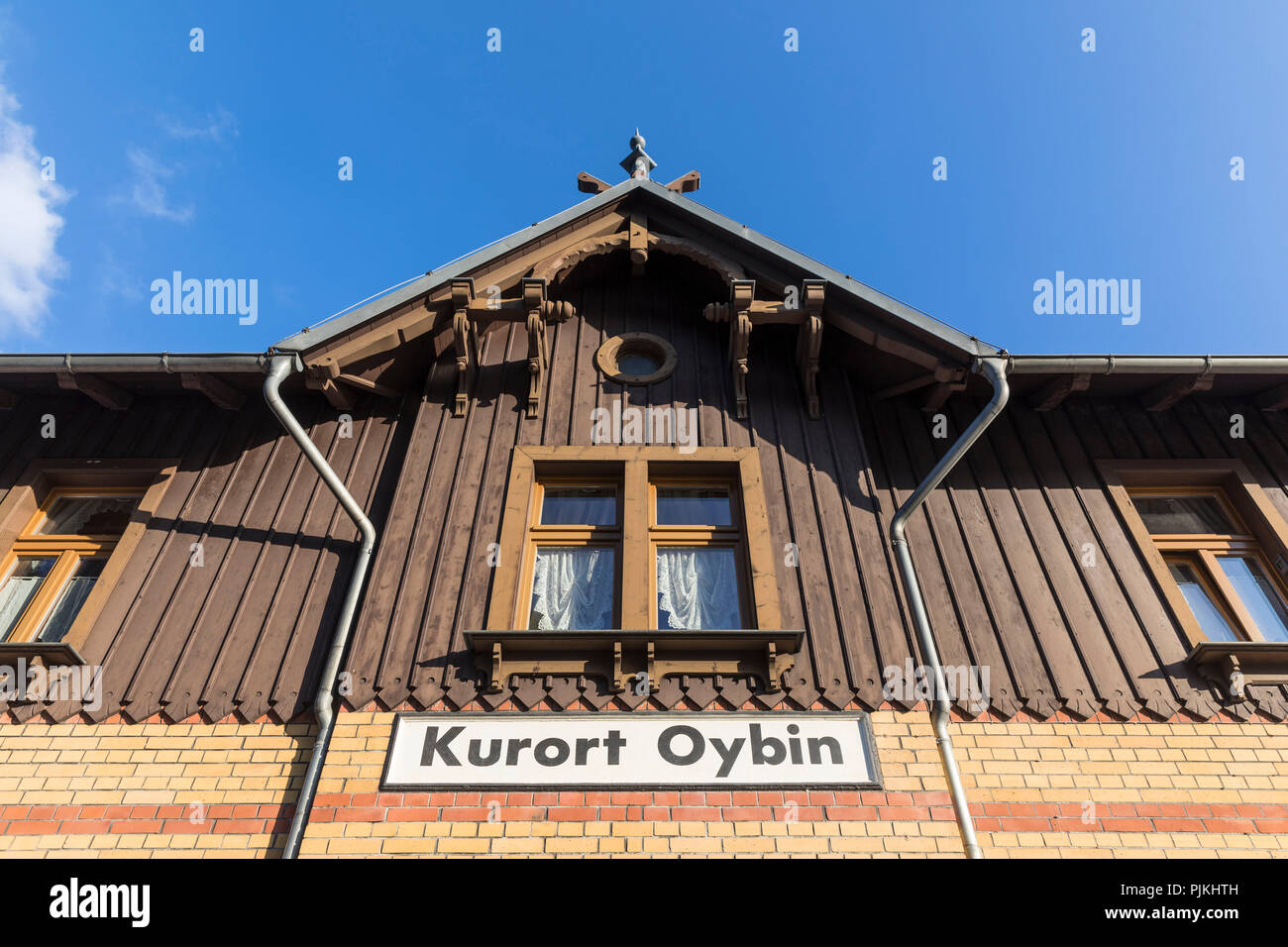 Germany, Saxony, Upper Lusatia, health resort Oybin, train station Stock Photo