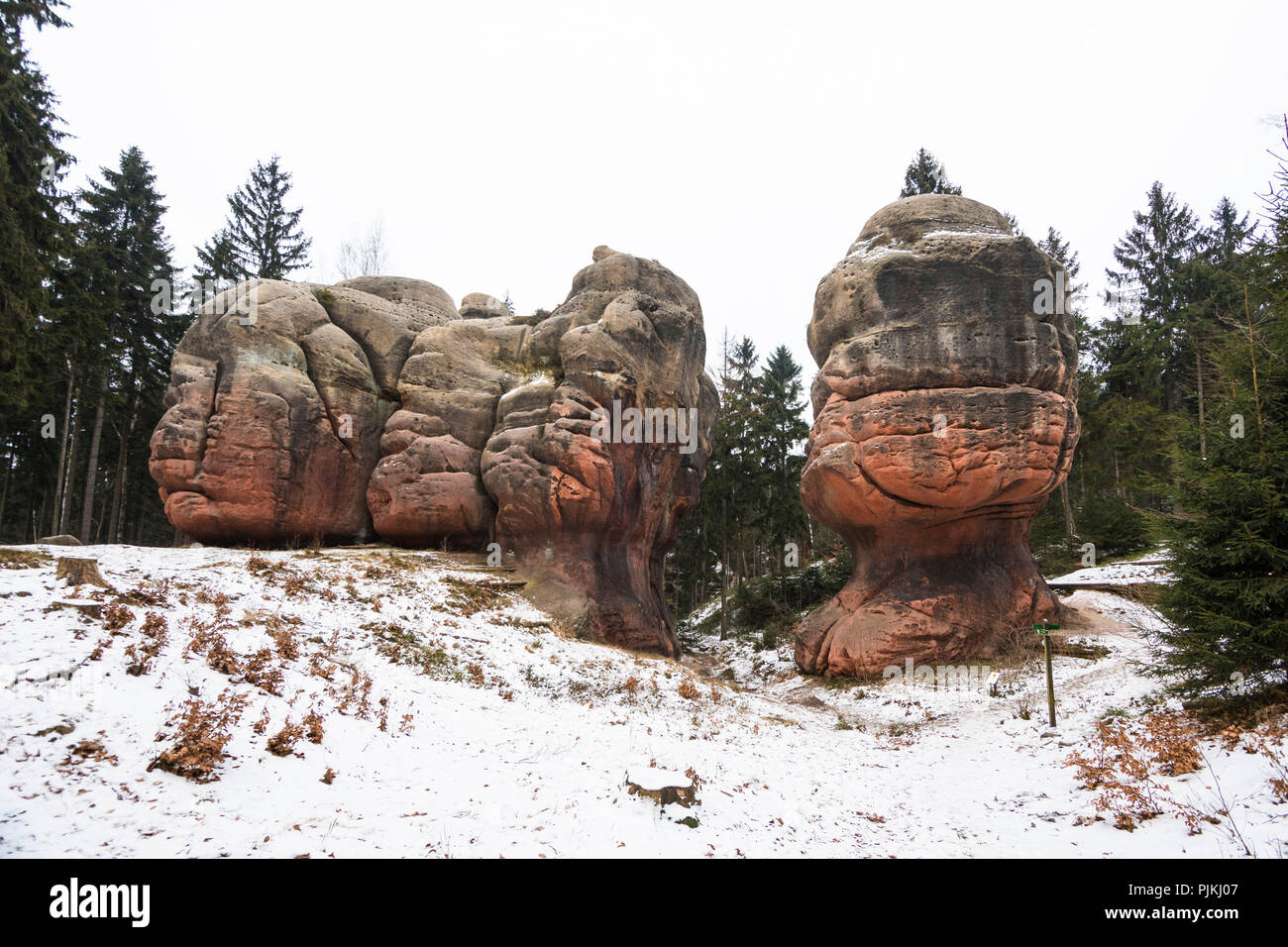 Germany, Saxony, Upper Lusatia, Oybin, Kelchstein, sandstone formation Stock Photo