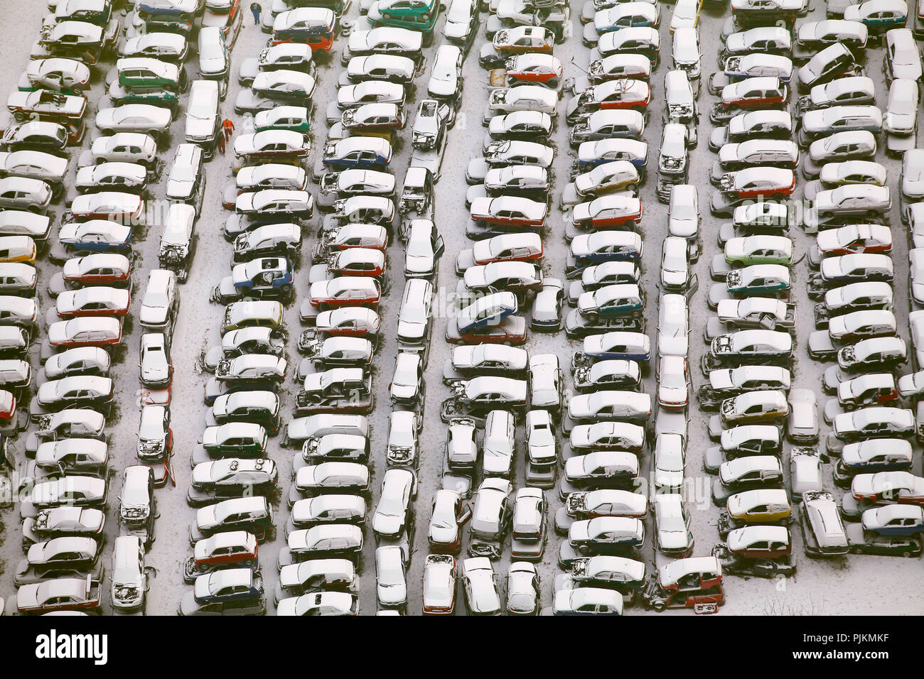 Aerial view, junkyard, Heessen, Hamm, Ruhr area, North Rhine-Westphalia, Germany, Europe Stock Photo