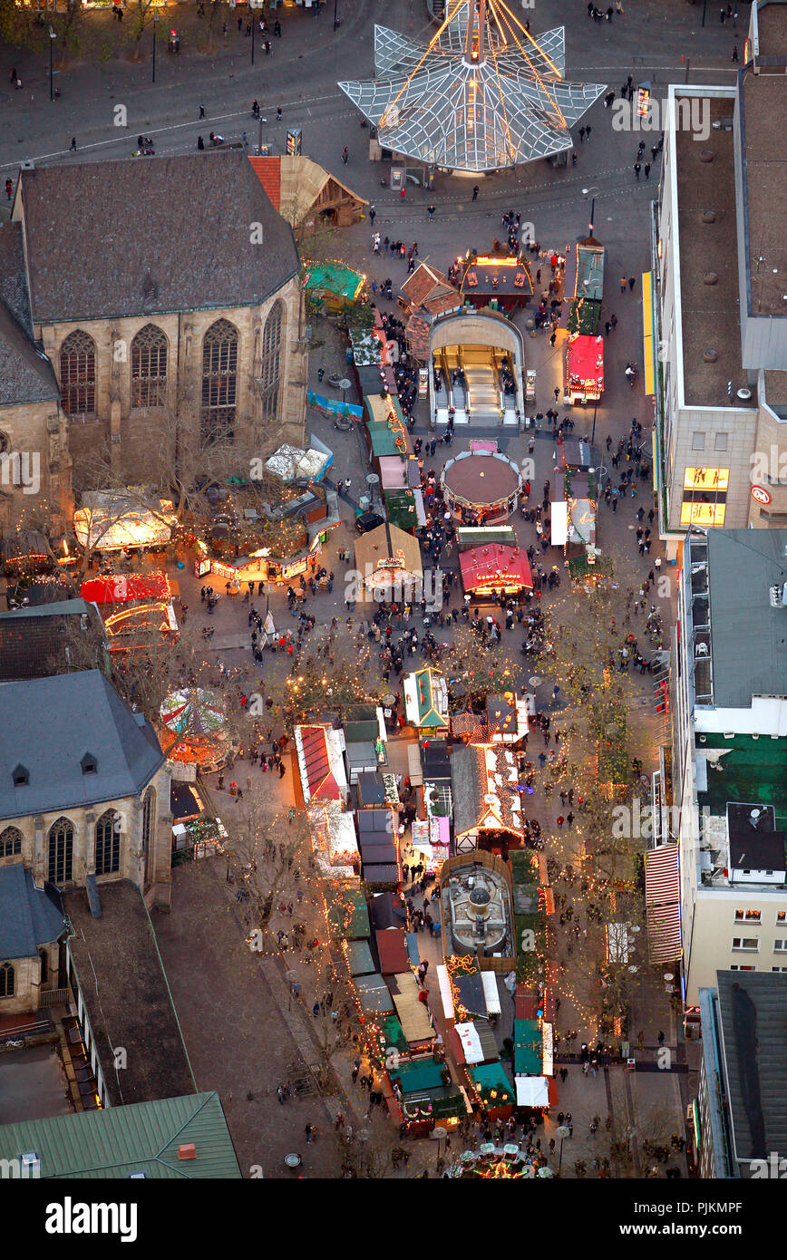 Aerial view, Christmas market Dortmund, Reinoldi church, Christmas tree,  Hansamarkt, Kleppingstraße, Dortmund, Ruhr area, North Rhine-Westphalia,  Germany, Europe Stock Photo - Alamy