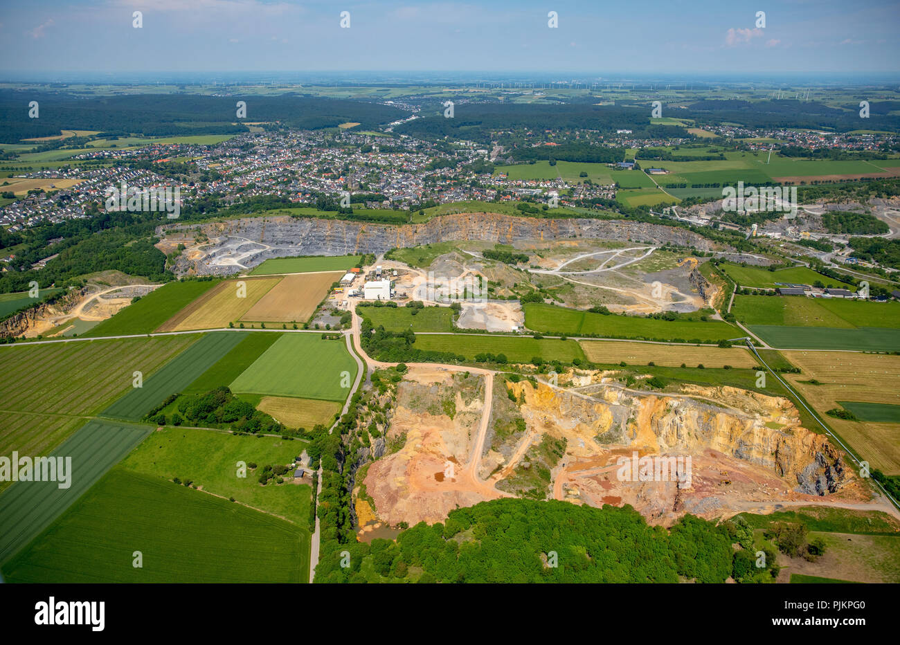 Warstein quarries, Warstein quarry, Nuttlaer Pfad, Warstein, Sauerland, North Rhine-Westphalia, Germany Stock Photo