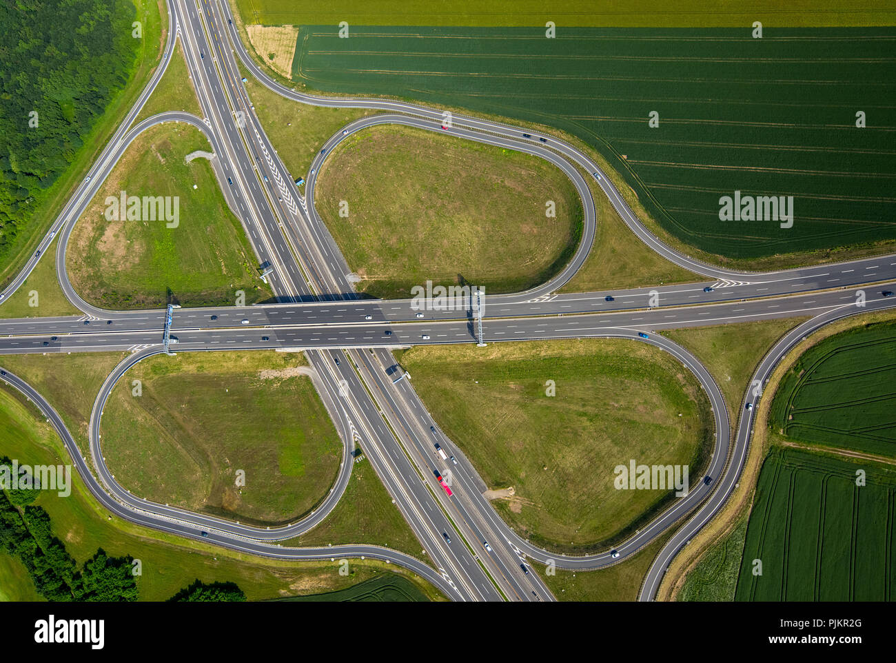 Motorway intersection B8, A59 and B288 in the south of Duisburg ...