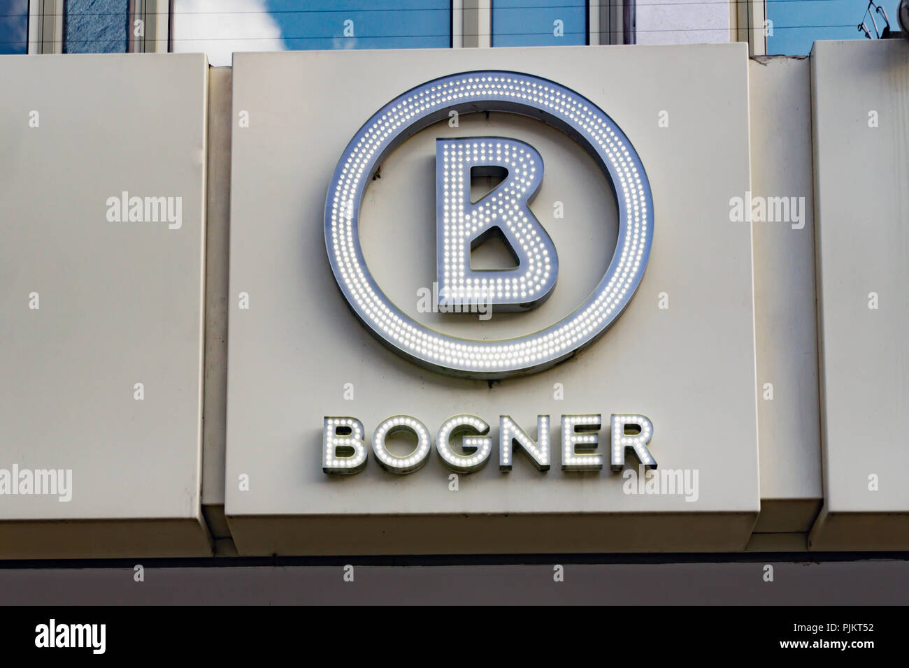 Logo of the luxury brand Bogner on a facade on Kurfuerstendamm in Berlin  Stock Photo - Alamy