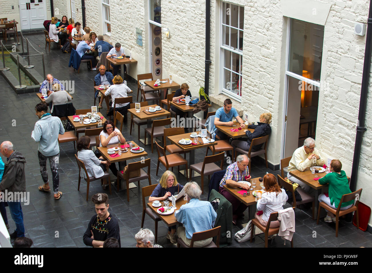 20 July 2018 Diners eating lunch in the restaurant of the famous Chester Beatty Musuem in Dublin Castle Ireland Stock Photo