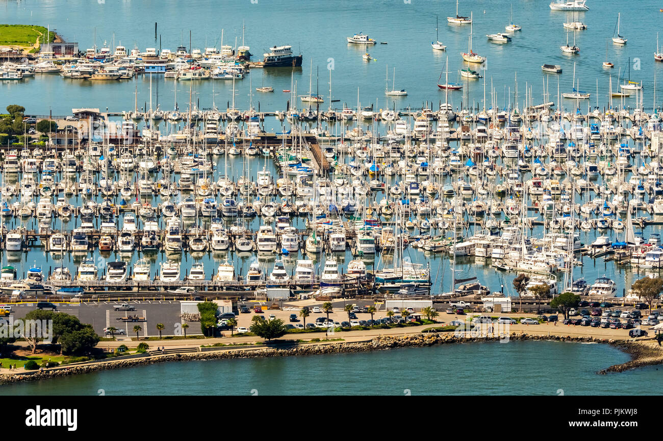 Marina of Sausalito, Sailboats at Pier, San Francisco Bay Area, United States, California, USA Stock Photo
