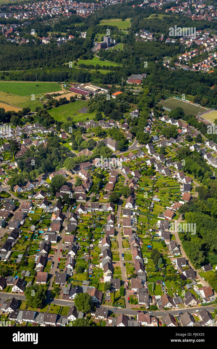 Bochum settlement Dahlhauser Heide Hordel, colliery houses, colliery for the Hannover colliery, Krupp, rows of houses, miner's settlement, Bochum, Ruhr, North Rhine-Westphalia, Germany Stock Photo