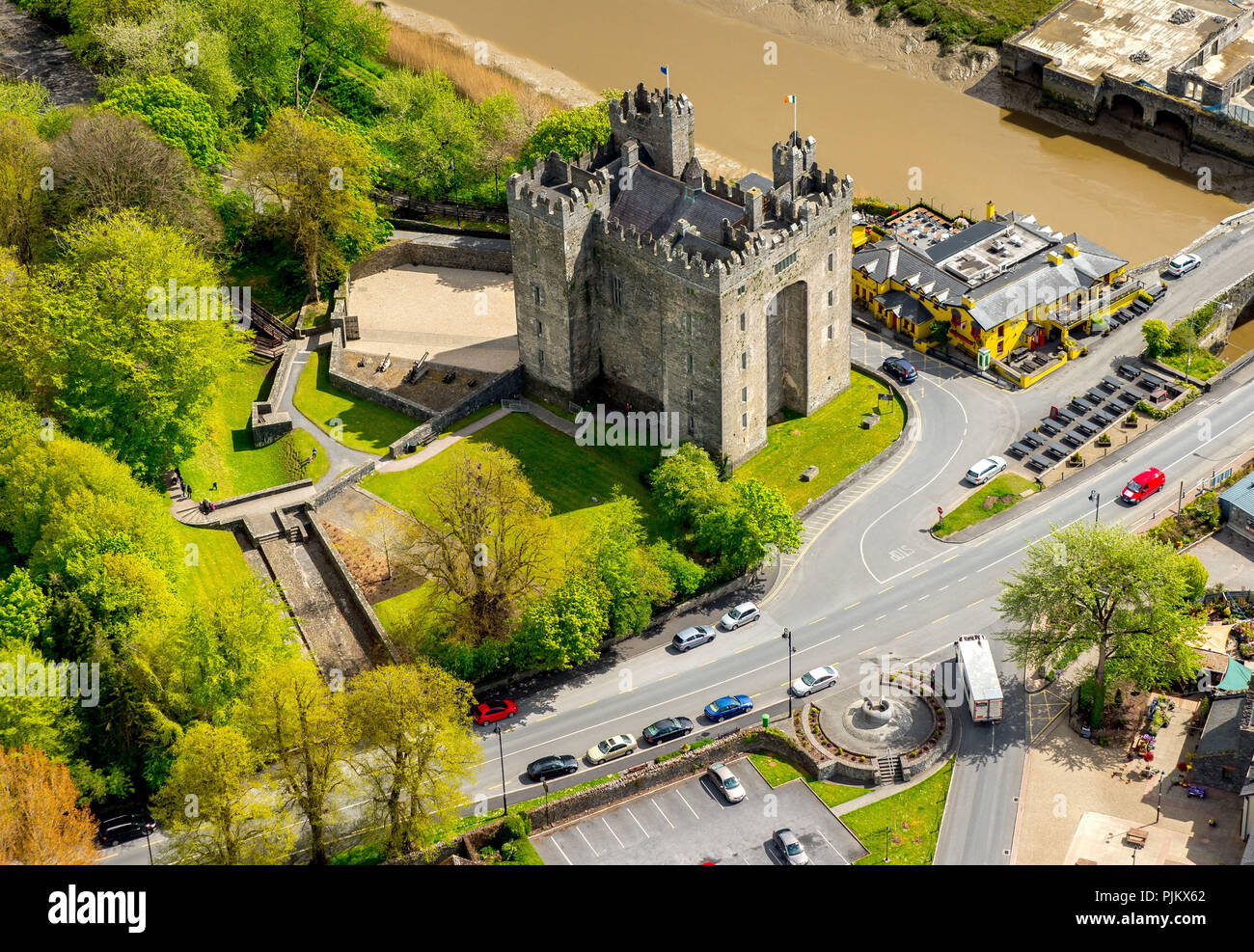 Bunratty Castle, battlements, County Clare, Clare, Ireland, Europe Stock Photo