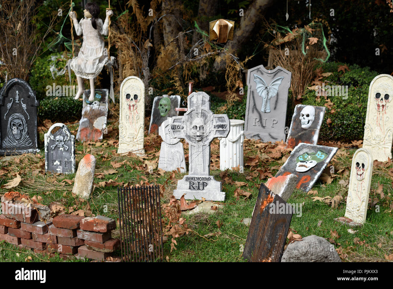 Halloween In Front Of House Decorations Stock Photo 218026427 Alamy