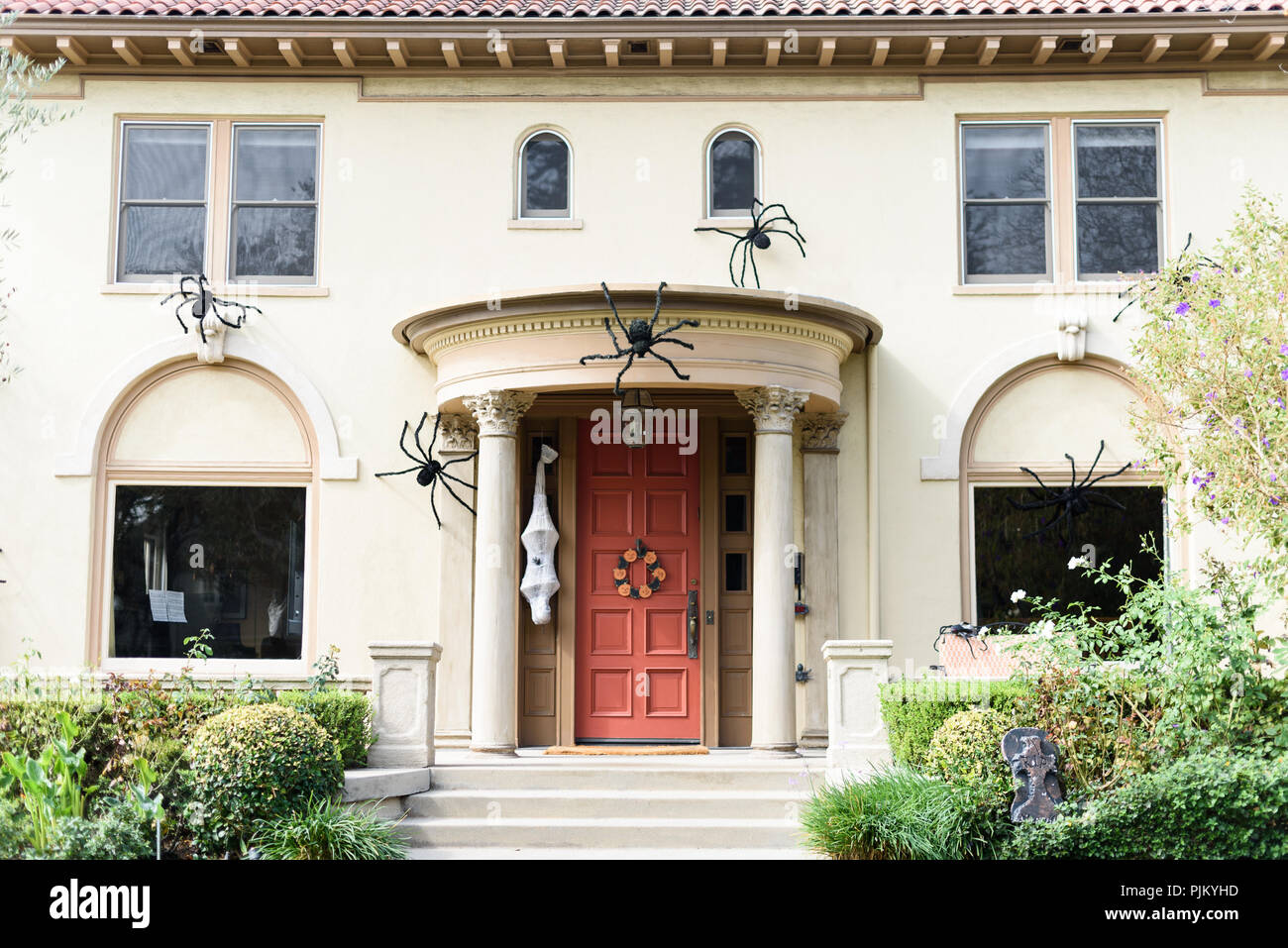 Halloween In Front Of House Decorations Stock Photo 218026969 Alamy