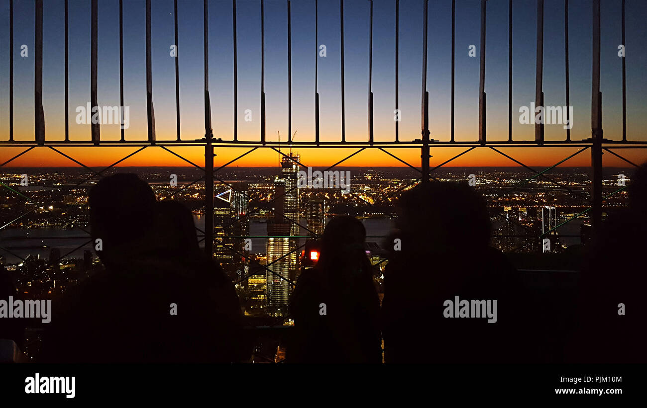 View from the Empire State Building on New York City, sunset, dusk Stock Photo