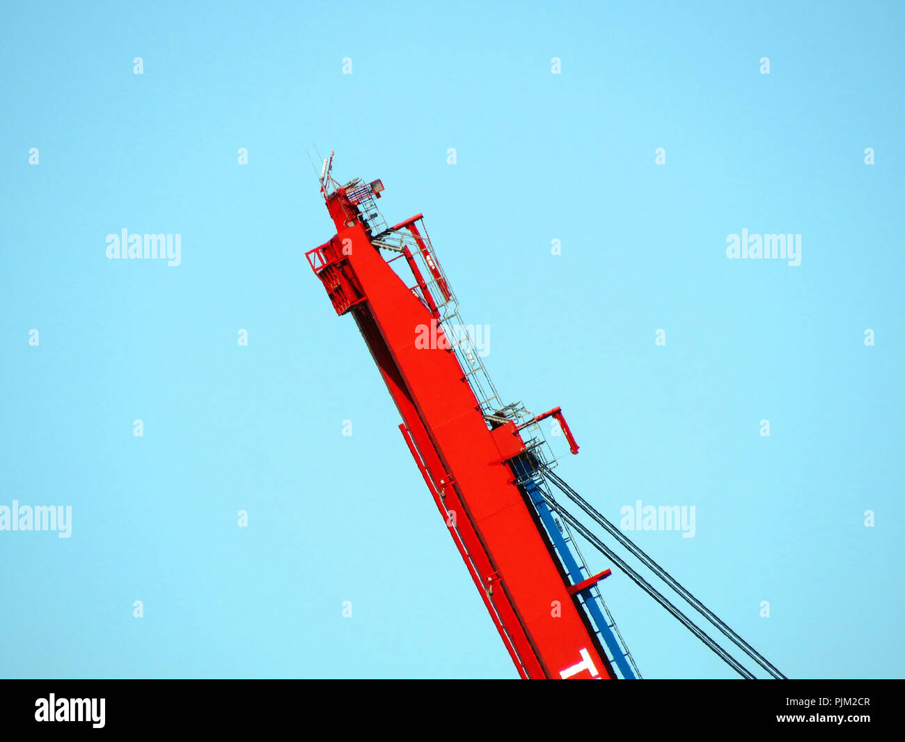 Water-side boom of a gantry crane in tilted position Stock Photo