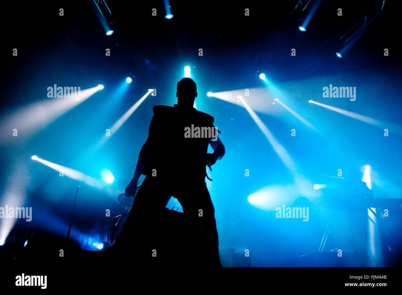 Belgian electronic music band Front 242 performing at the Strandfuif festival in Glabbeek (Belgium, 07/08/2009) Stock Photo