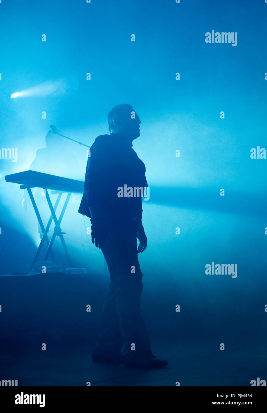 Belgian electronic music band Front 242 performing at the Strandfuif festival in Glabbeek (Belgium, 07/08/2009) Stock Photo