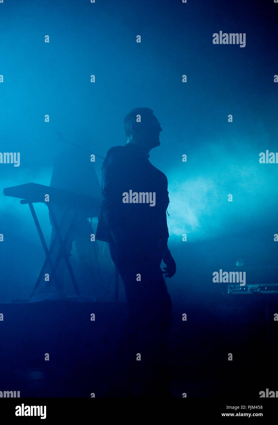 Belgian electronic music band Front 242 performing at the Strandfuif