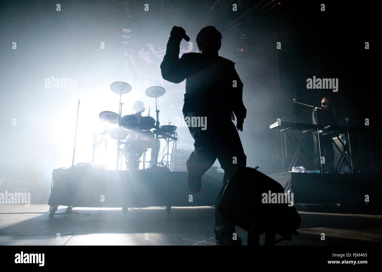 Belgian electronic music band Front 242 performing at the Strandfuif festival in Glabbeek (Belgium, 07/08/2009) Stock Photo