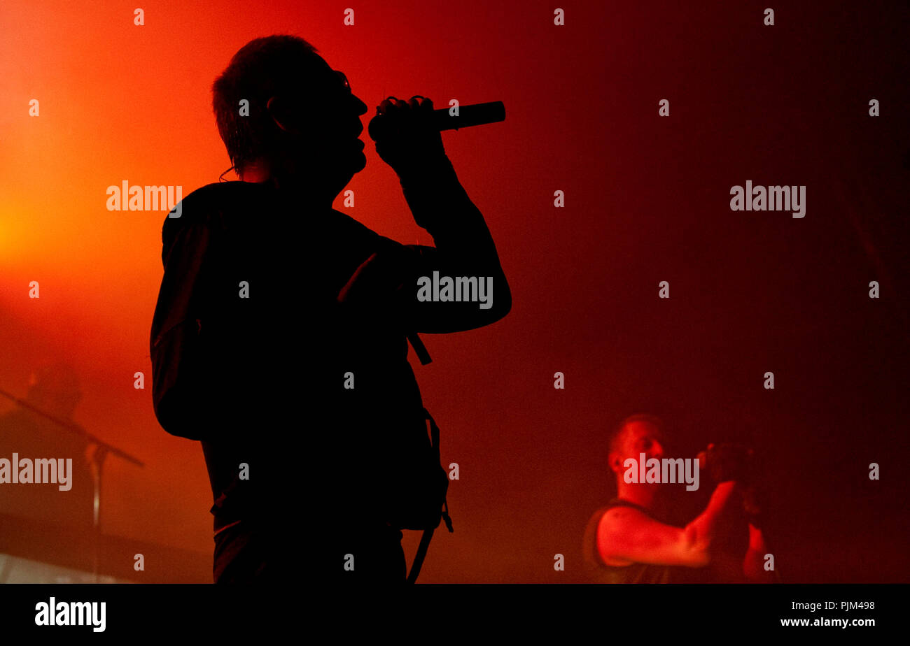 Belgian electronic music band Front 242 performing at the Strandfuif