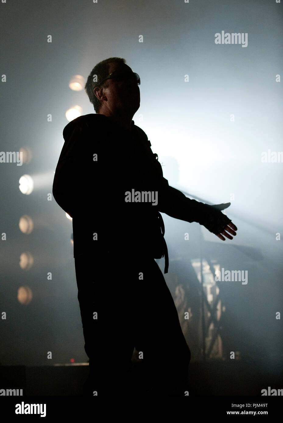 Belgian electronic music band Front 242 performing at the Strandfuif