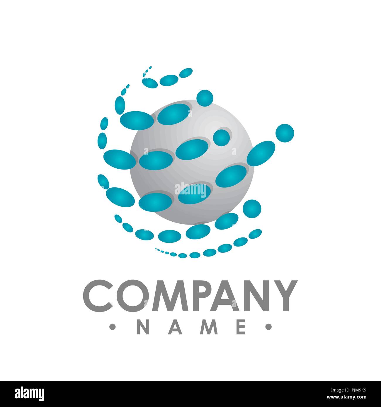 Abstract random blue dots vector design template on a circle shape ...