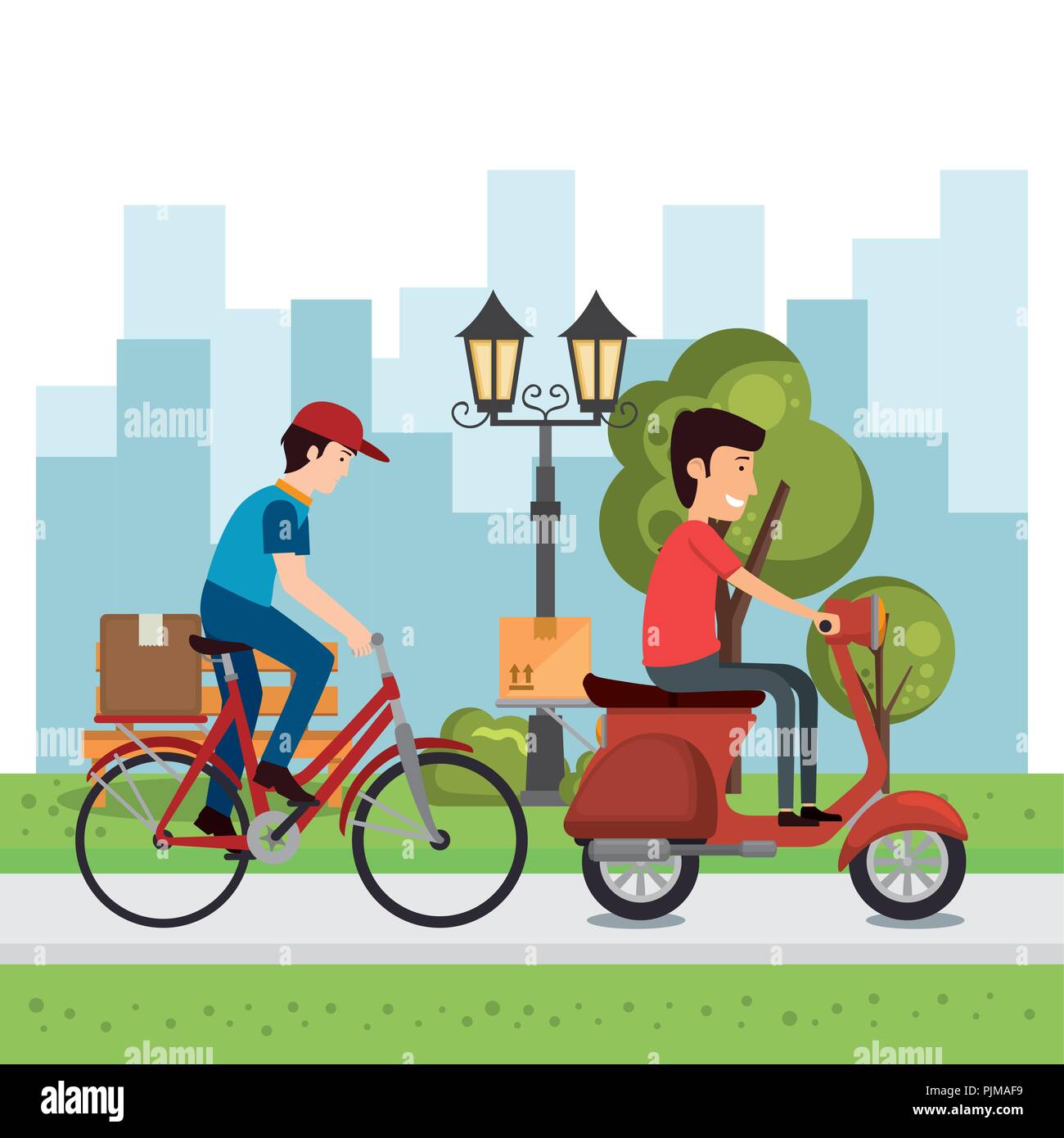 delivery worker with vehicles character vector illustration design ...