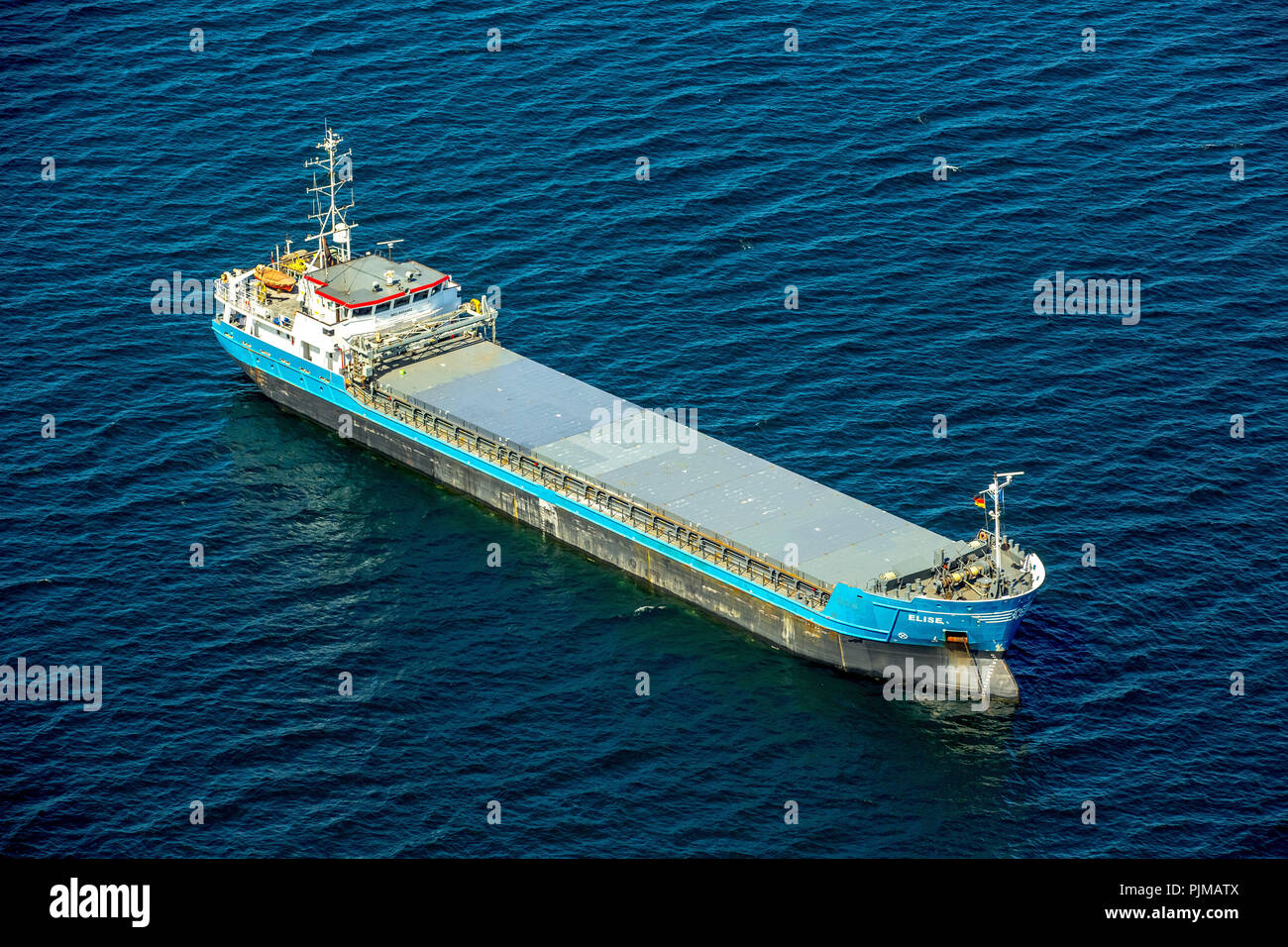 Cargo ship Elise lying in the roads in the Bay of Lübeck, Baltic Sea, Bay of Lübeck, Hanseatic city, Germany Stock Photo
