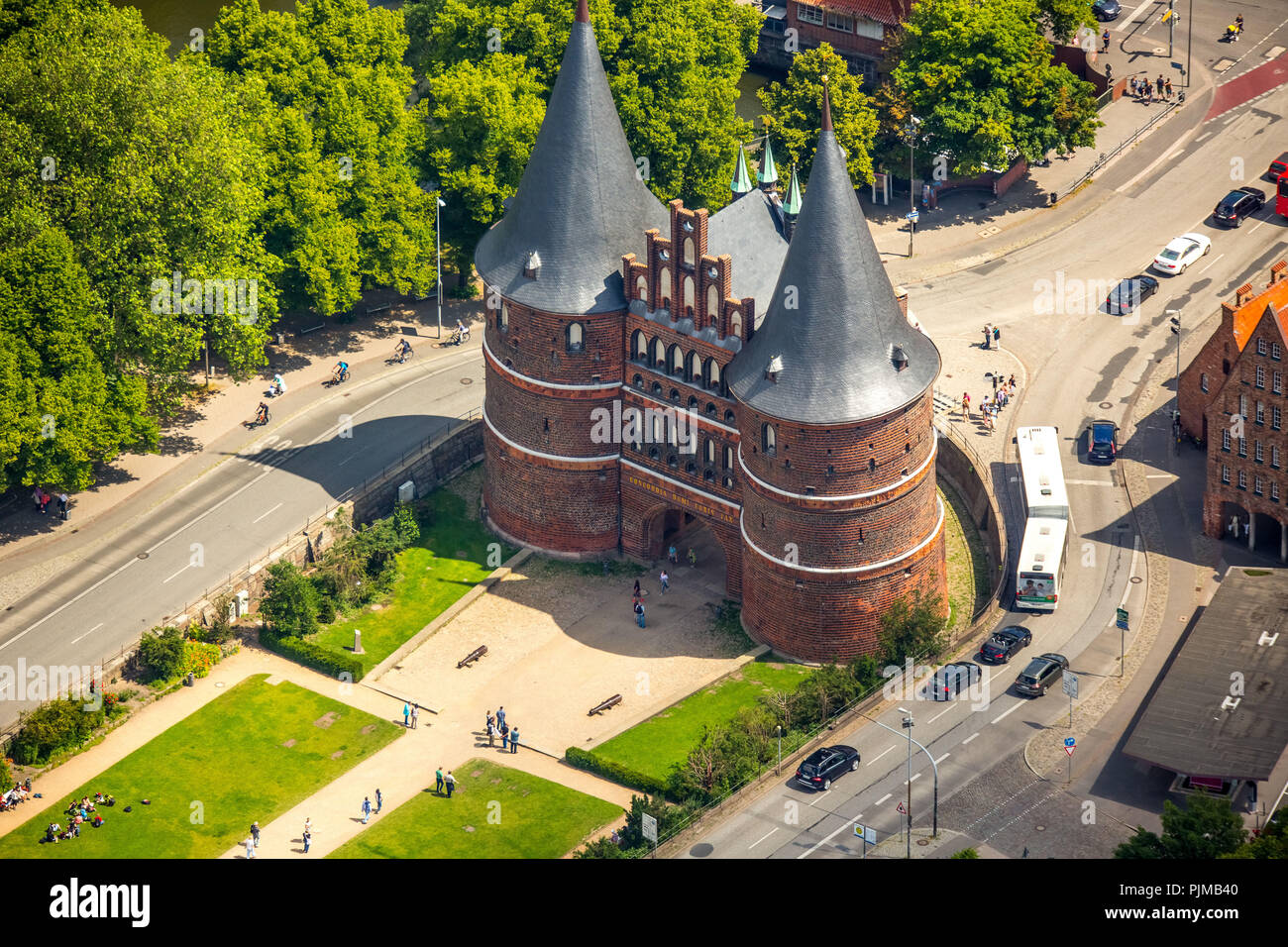 Holstentor, Holstein gate, late gothic city gate, landmark of Lübeck ...