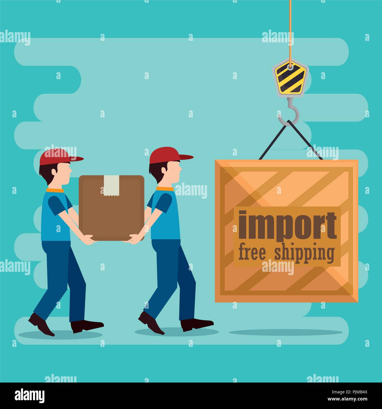 delivery workers with boxes character vector illustration design Stock ...