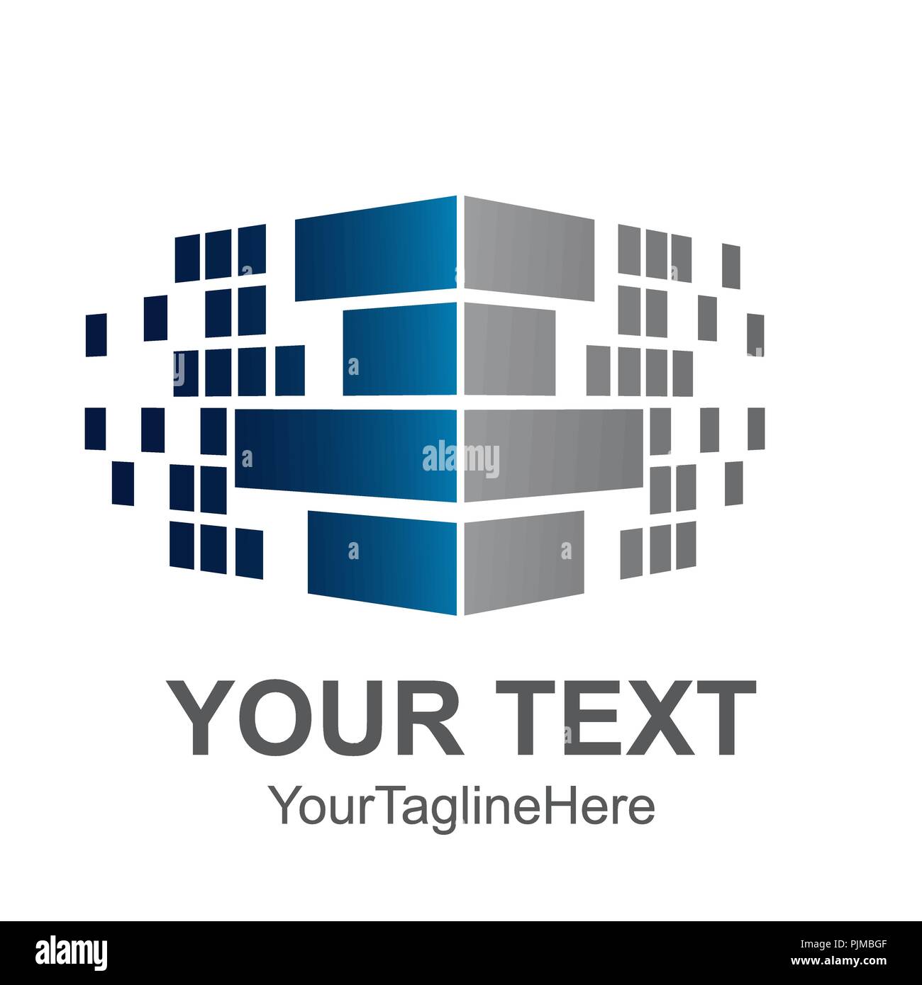 Pixel wall corner logo element for construction of the house Stock Vector