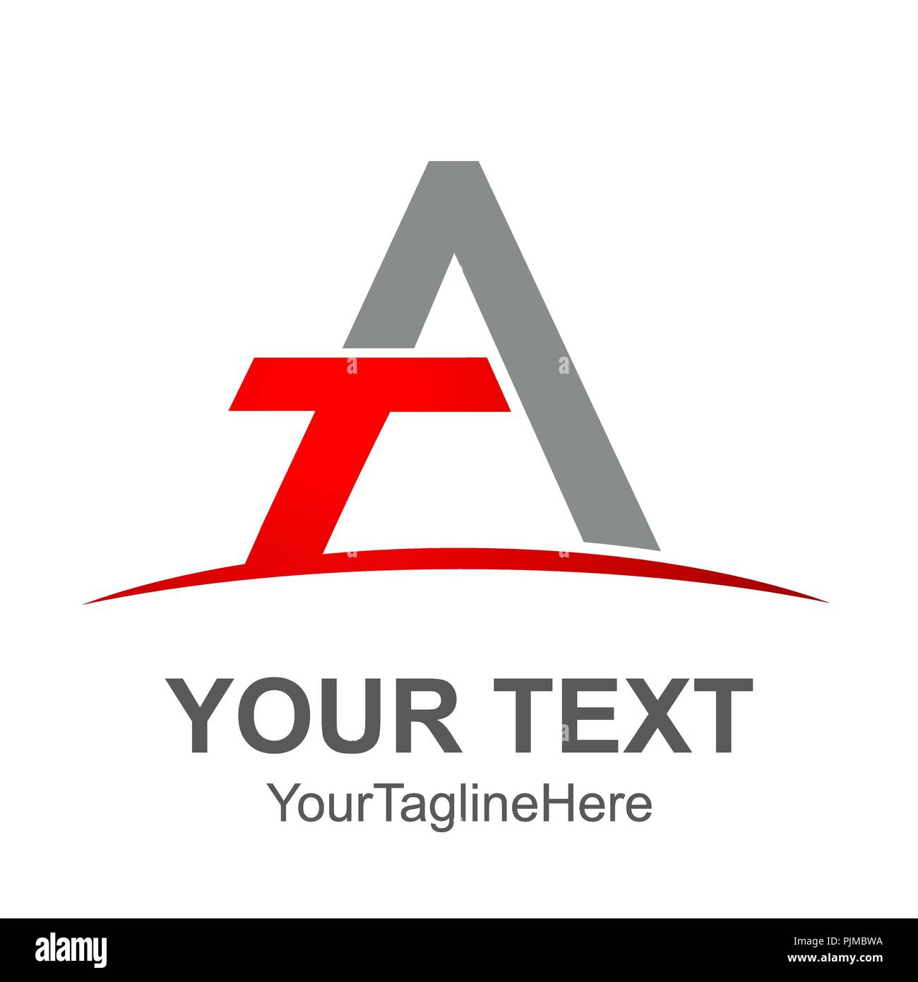 Initial letter A logo template colored red grey swoosh design for ...