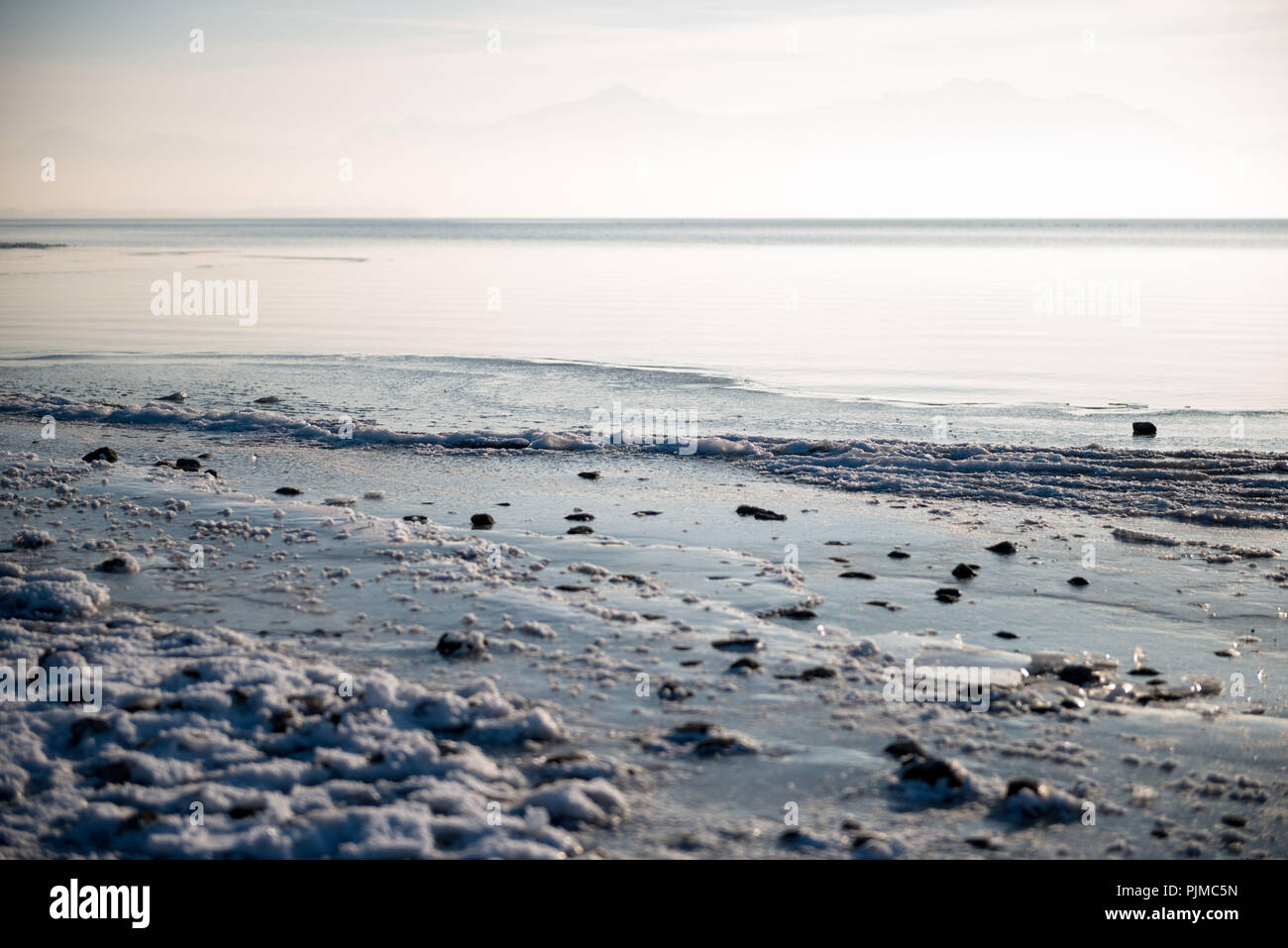 Chiemsee in winter, Chiemgau, Bavaria Stock Photo